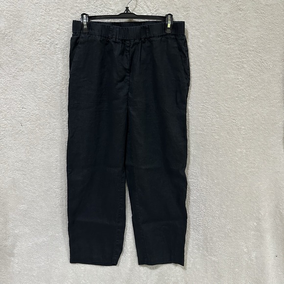 Quince Pants - Quince Pants Women Medium Black Linen Wide Leg Baggy Minimalist Lagenlook